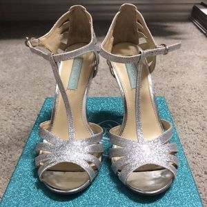 Betsey Johnson Silver Strappy Heels